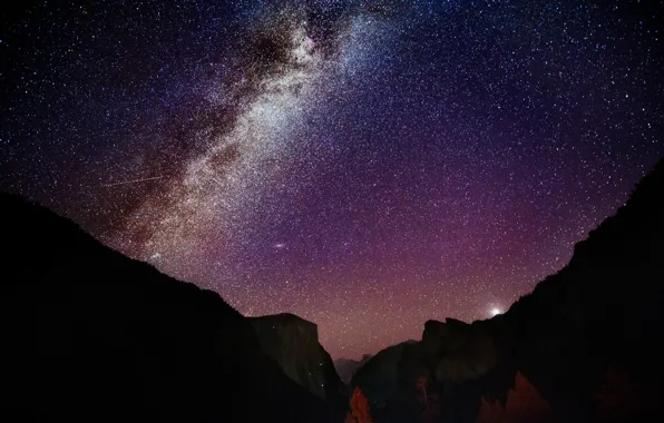 Stars, landscape, mountains, the milky way