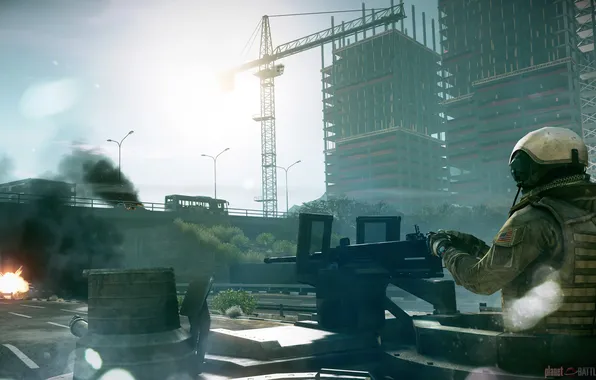 Machine, the city, battlefield3, smoke.