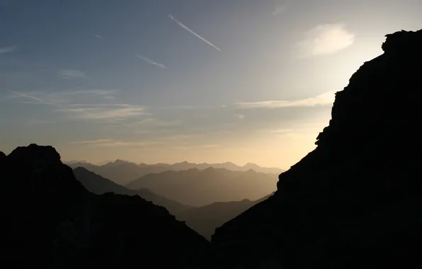 The sky, clouds, light, mountains, stones, photo, rocks, landscapes