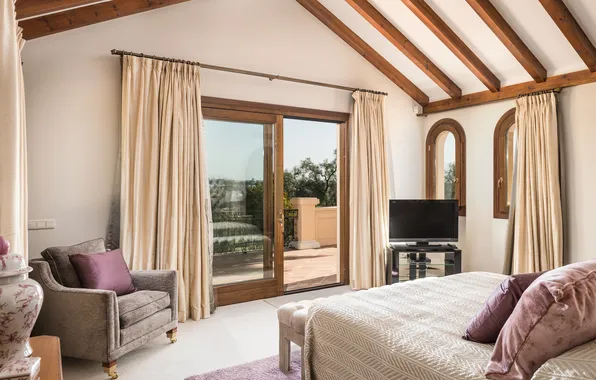 Design, style, bed, chair, pillow, window, bedroom