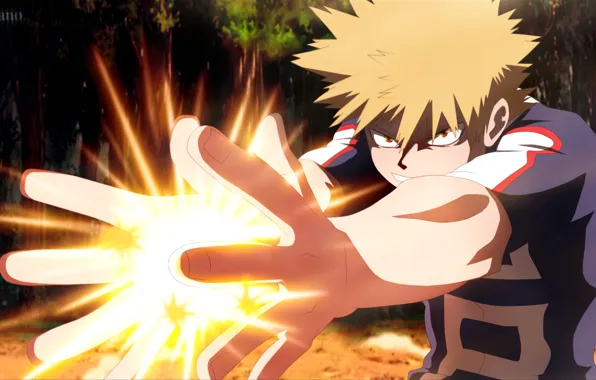 The explosion, hands, guy, My hero Academy, Boku No Hero Academy, Bakuga Katsuki