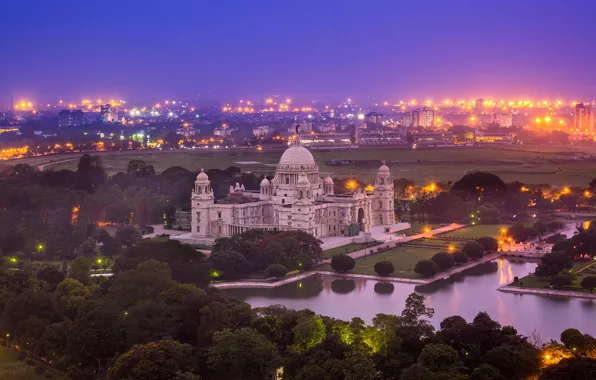 Picture lights, India, West Bengal, Kolkata, Victoria Memorial