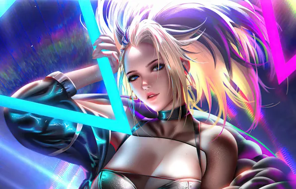 The game, game, blue eyes, beautiful girl, blue eyes, charm, Akali, League of Legends