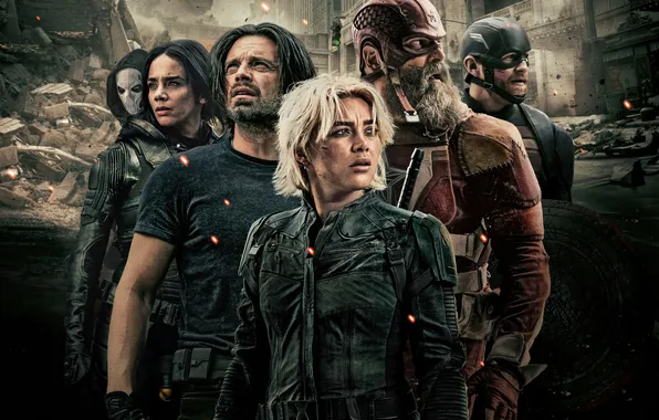 Olga Kurylenko, Olga Kurylenko, poster, characters, comic, MARVEL, Sebastian Stan, Hannah John-Kamen
