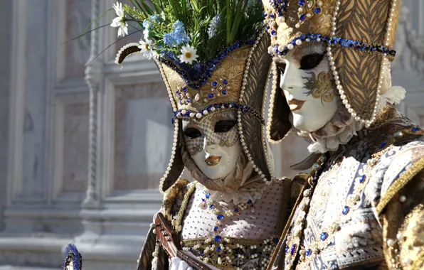 Decoration, flowers, mask, costume, Venice, carnival
