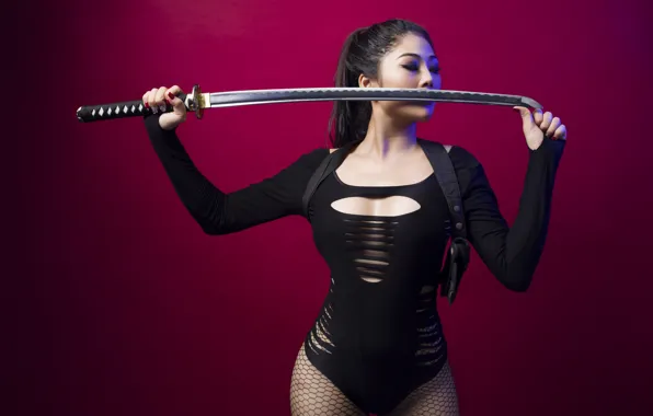 Picture girl, pose, sword
