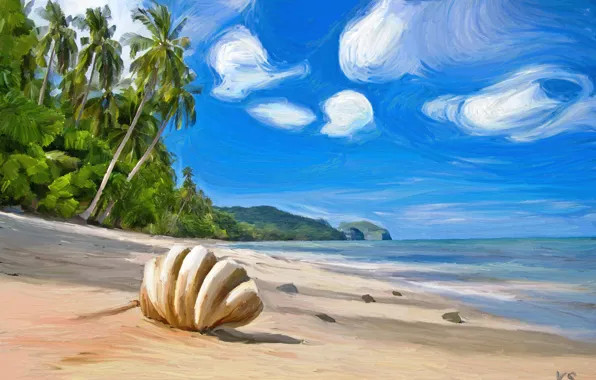 Picture beach, landscape, painting