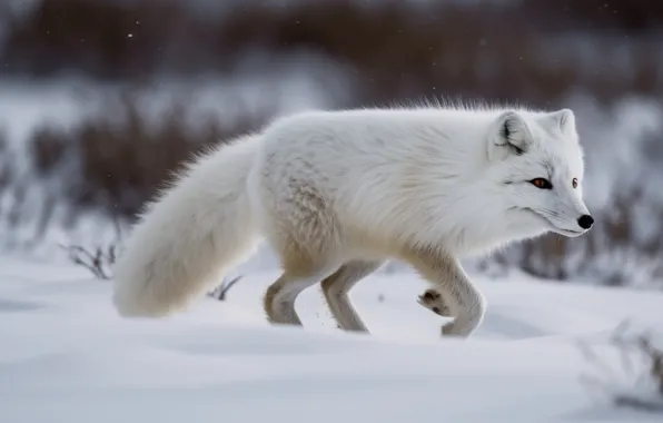 Winter, look, snow, nature, pose, the snow, walk, Fox