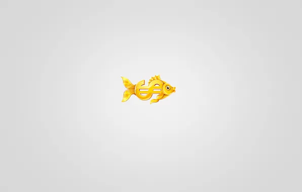 Minimalism, dollar, goldfish, light background, gold fish