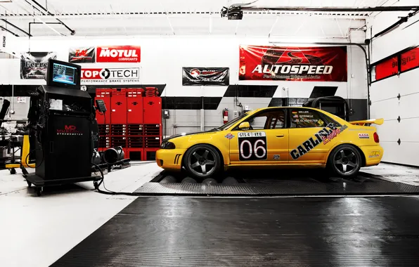 Audi, Audi, sport, garage, profile, yellow