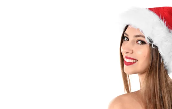 Picture look, girl, joy, red, smile, mood, holiday, hat