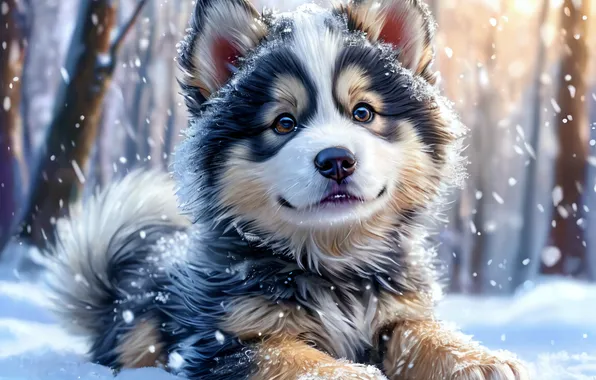 Puppies, Dog, Puppy, Dogs, 4K Wallpaper, AI art, Neural network, 8k wallpaper
