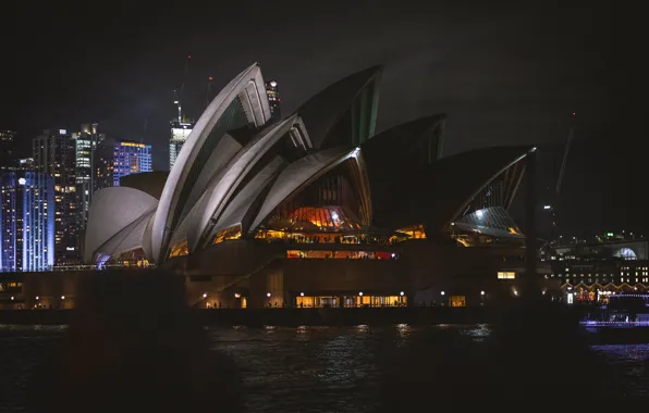 City, Water, Lights, Sydney, Ocean, Sea, Sydney Opera House, City Lights