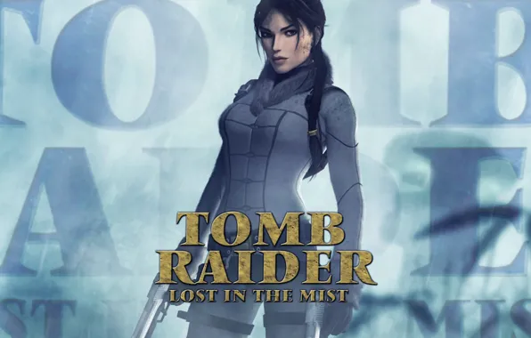Girl, fog, guns, lara croft, tomb raider, Tomb Raider: Lost in the Mist