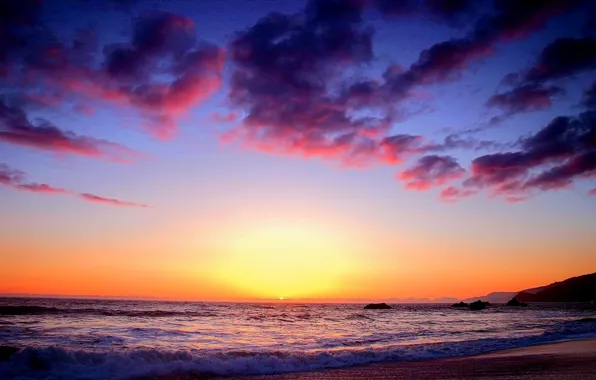 Sunset, The sky, Surf
