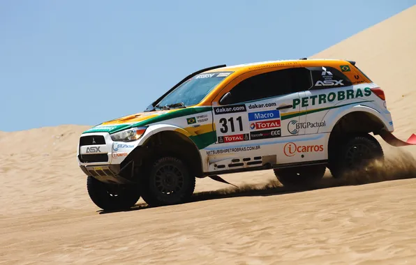 Sand, Auto, Sport, Desert, Machine, Speed, Race, Mitsubishi