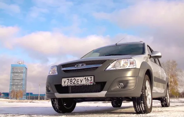 Picture winter, the sky, clouds, tower, rus, Lada Largus