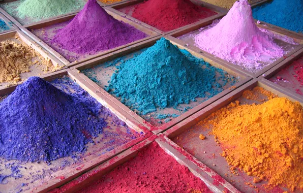 Picture sand, paint, color, palette, a handful