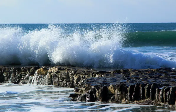 Picture sea, squirt, stones, rocks, wave