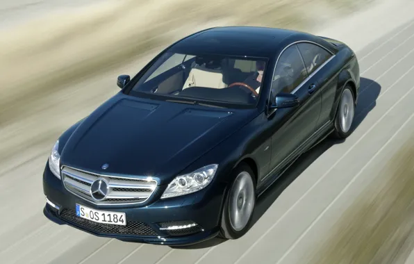 Road, blue, background, coupe, Mercedes-Benz, Mercedes, the front, CL-class