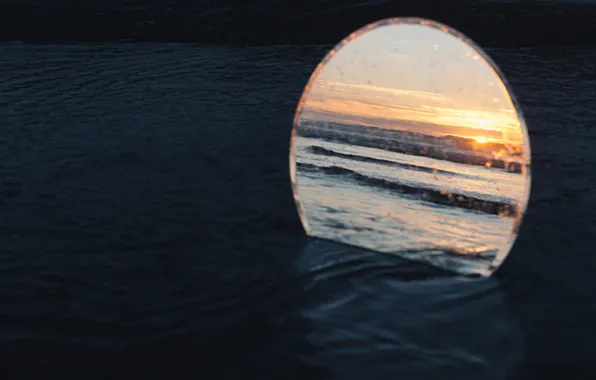 Picture wave, water, reflection, landscape, sunset, nature, mirror, horizon