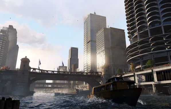 The city, yacht, Watch Dogs, Watchdogs, Aiden Pearce