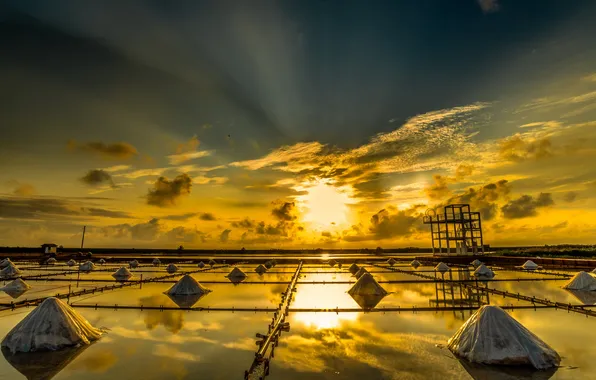 The sky, landscape, sunset