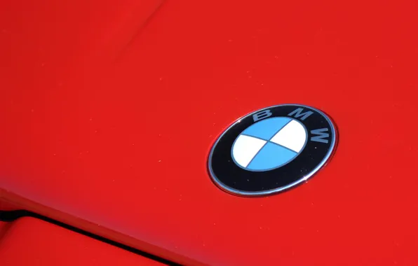 BMW, red, badge