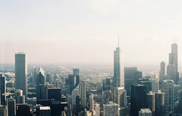 The city, building, skyscrapers, Chicago, megapolis, the view from the top