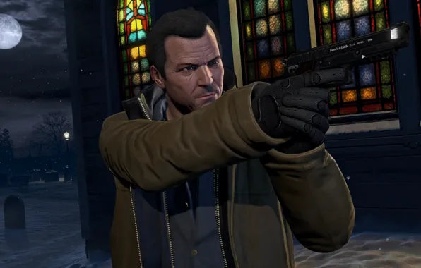 Gun, trunk, gun, action, Michael, Grand Theft Auto V, gta5