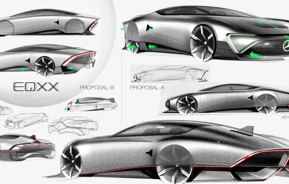 Coupe, Mercedes-Benz, options, 2022, sketches, Vision EQXX Concept