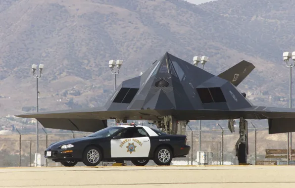 Picture mountains, airbase, military patrol, STEALTH