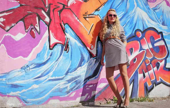 Girl, sweetheart, model, Glasses, blonde, Wallpaper, Shoes, Heels
