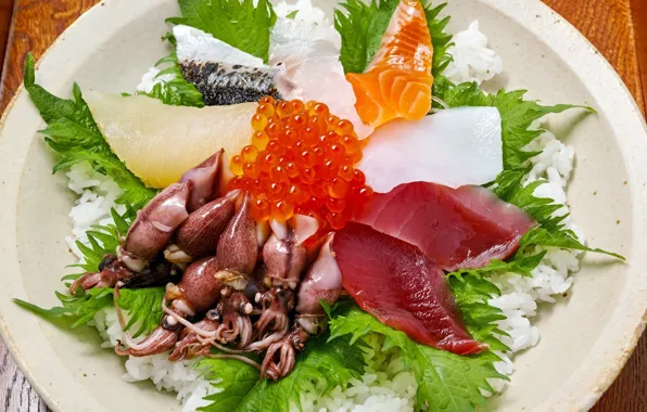 Leaves, plate, dish, seafood
