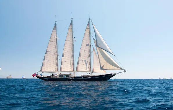 The ocean, ship, sailboat, three-masted, Malcolm Miller, Red Ensign Group, British Overseas Territories, sailing yacht …
