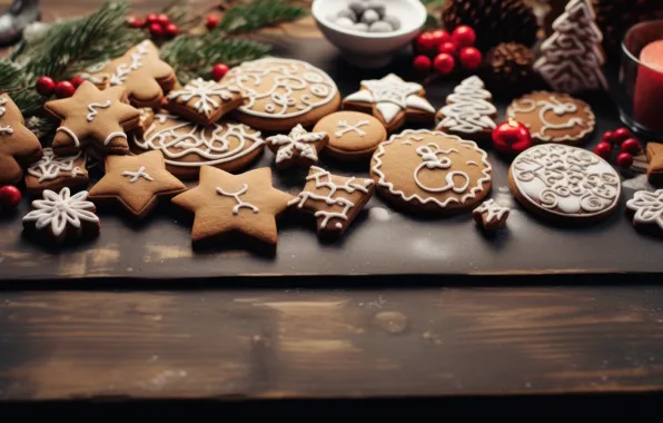 Snowflakes, table, patterns, Board, cookies, Christmas, New year, cookies