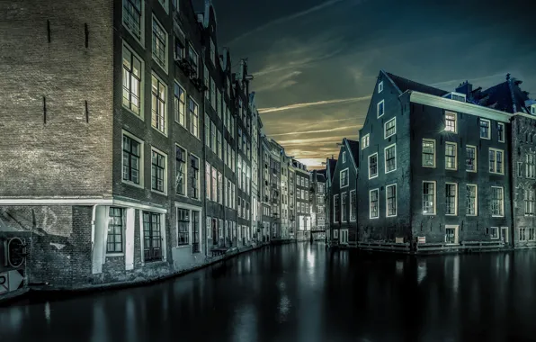 Night, home, Amsterdam, channel, Netherlands