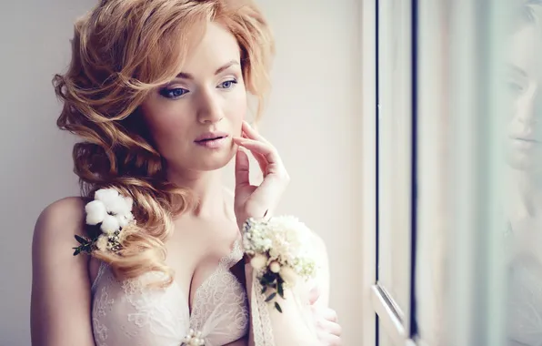 Chest, look, lips, linen, beauty, Fox, lace, the temptation
