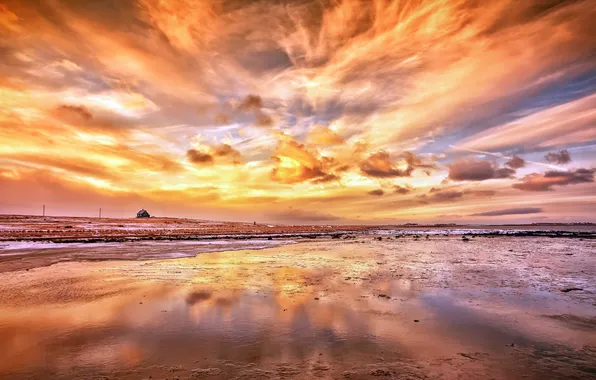 The sky, landscape, sunset