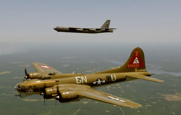 Picture flight, Boeing, bomber, strategic, B-17, four-engine, heavy, Flying Fortress