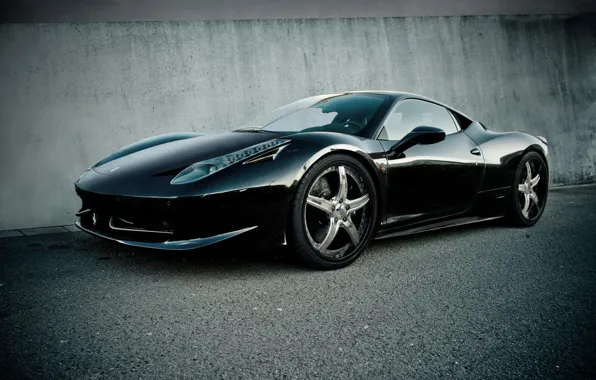 Wall, black, wheels, ferrari, Ferrari, drives, black, side view