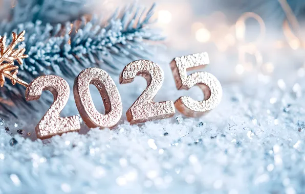 Winter, snow, figures, date, 2025, AI art, neural network, New Year 2025