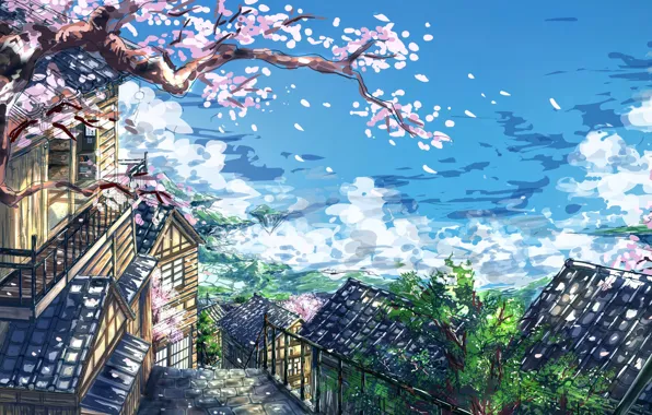 The city, figure, Sakura