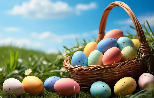 Flowers, eggs, spring, colorful, Easter, happy, flowers, spring