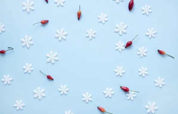 Winter, snowflakes, background, blue, Christmas, blue, winter, background