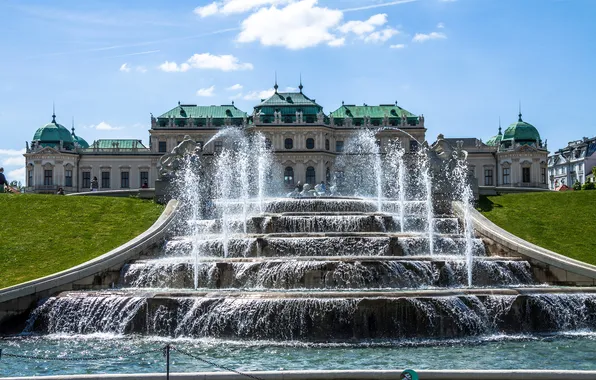 Park, Austria, fountain, Palace, Vienna, Belvedere