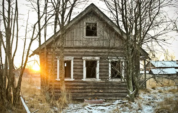 Picture winter, snow, house, village, abandoned, Kem, Anastasia Nesterova