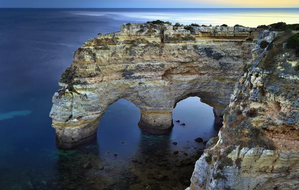 Sea, the sky, rocks, horizon, arch