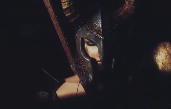 Picture girl, rendering, background, warrior, helmet