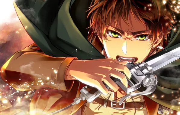 Sword, blade, guy, Attack Of The Titans, Shingeki No Kyojin, Eren Yeager